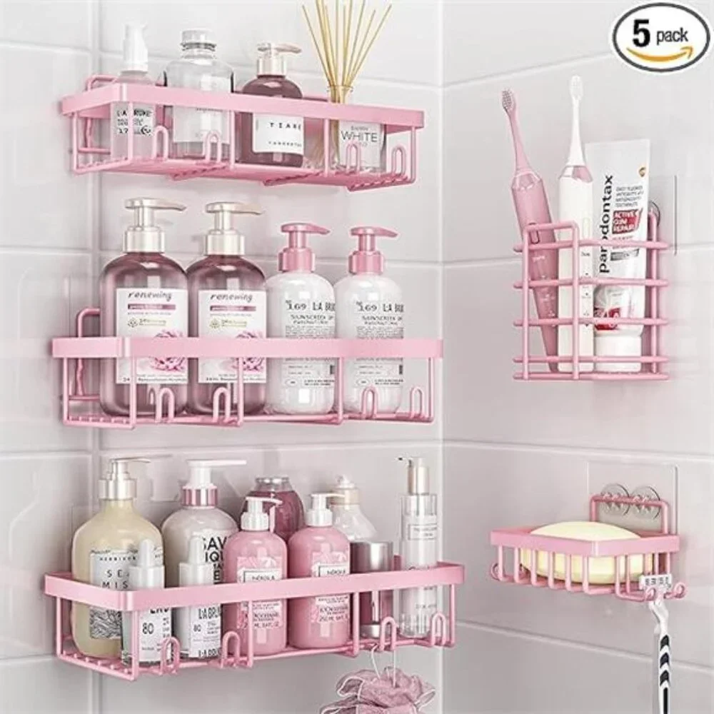 5 Pack Shower Caddy Organizer Rack Shelf for Inside Shower, Adhesive Bathroom